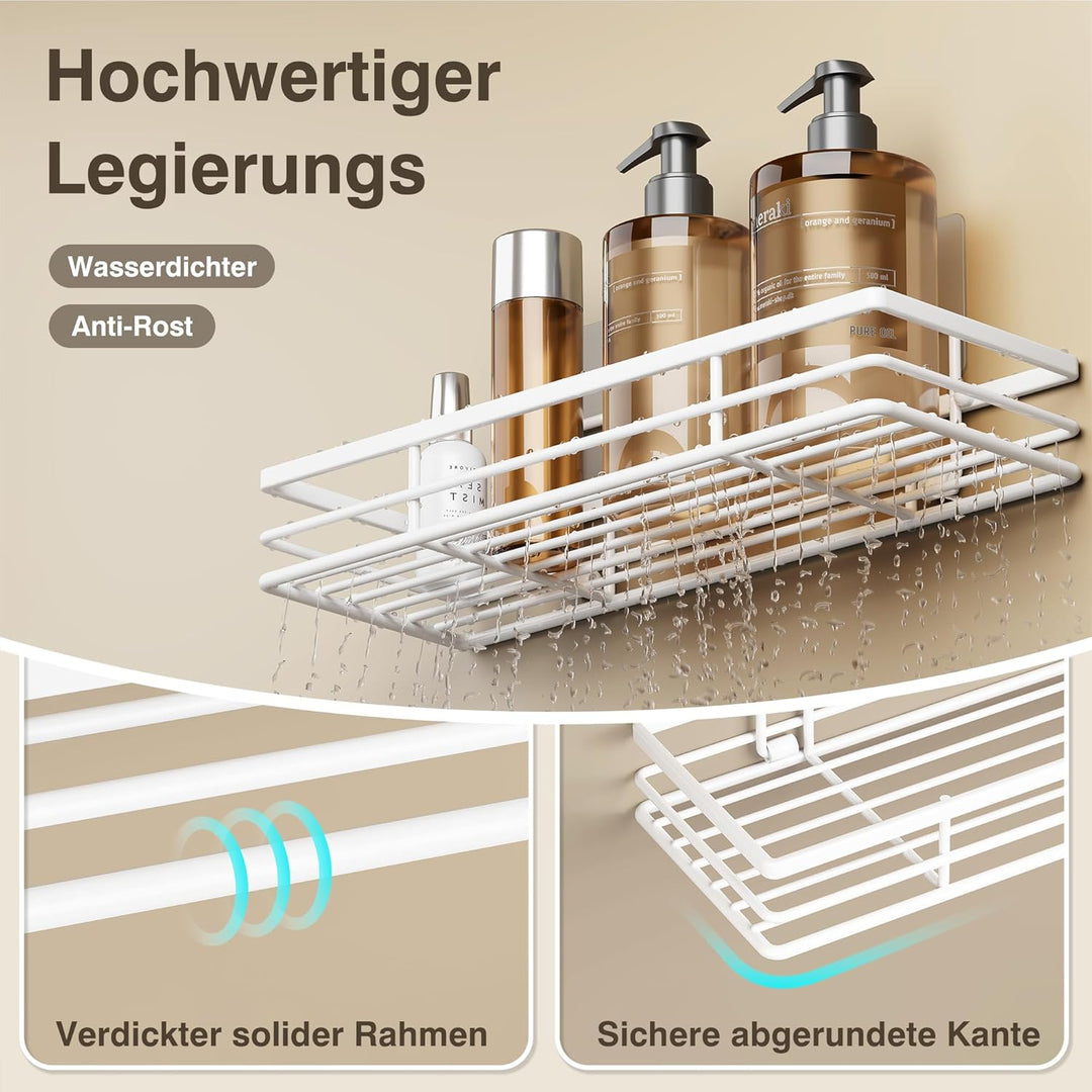 saffruff Duschablage Ohne Bohren 2 Stück Duschregal Weiss Duschkorb Badezimmer Organizer, Regal Badr