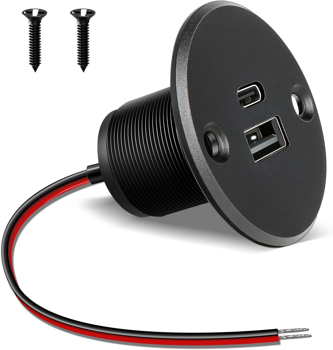 acegoo USB C Steckdose 12V Wohnmobil Ladegerät Vollaluminium, Typ C USB Anschluss PD3.0 QC3.0 KFZ Bu