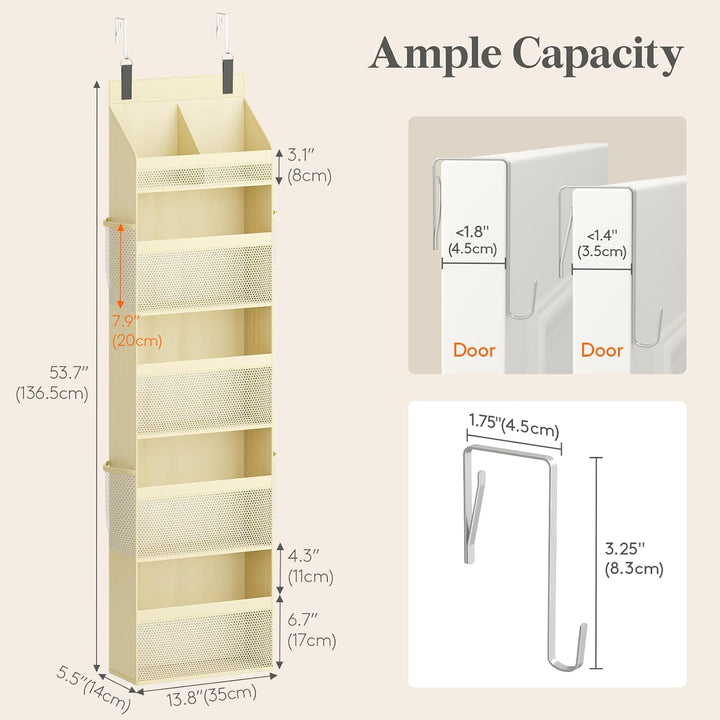 Lifewit 5-stufiger Tür Organizer Hängend für Windeln und Stofftiere, Grosser Hängeorganizer mit 4 Me