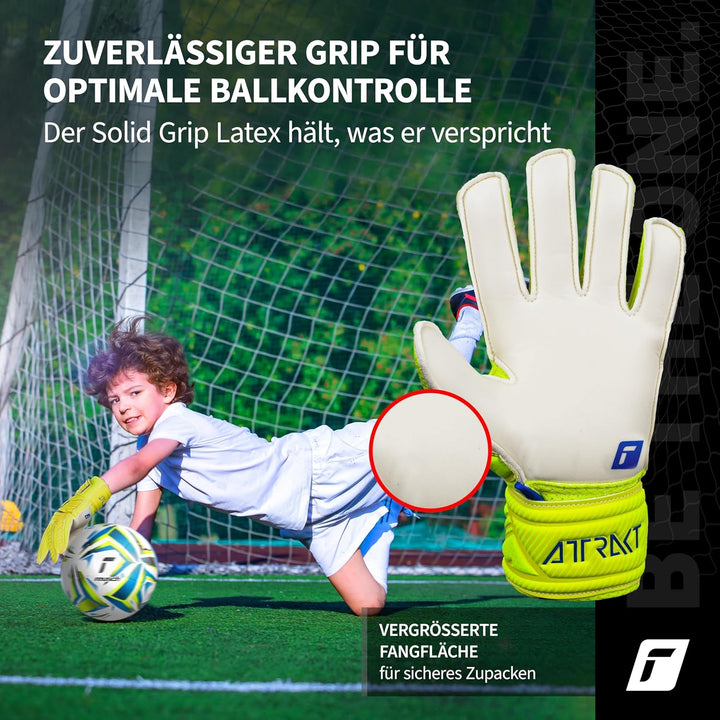 Reusch Jungen Attrakt Junior Unisex Torwarthandschuhe mit Aussennaht Schnitt und Solid Belag, Geeign