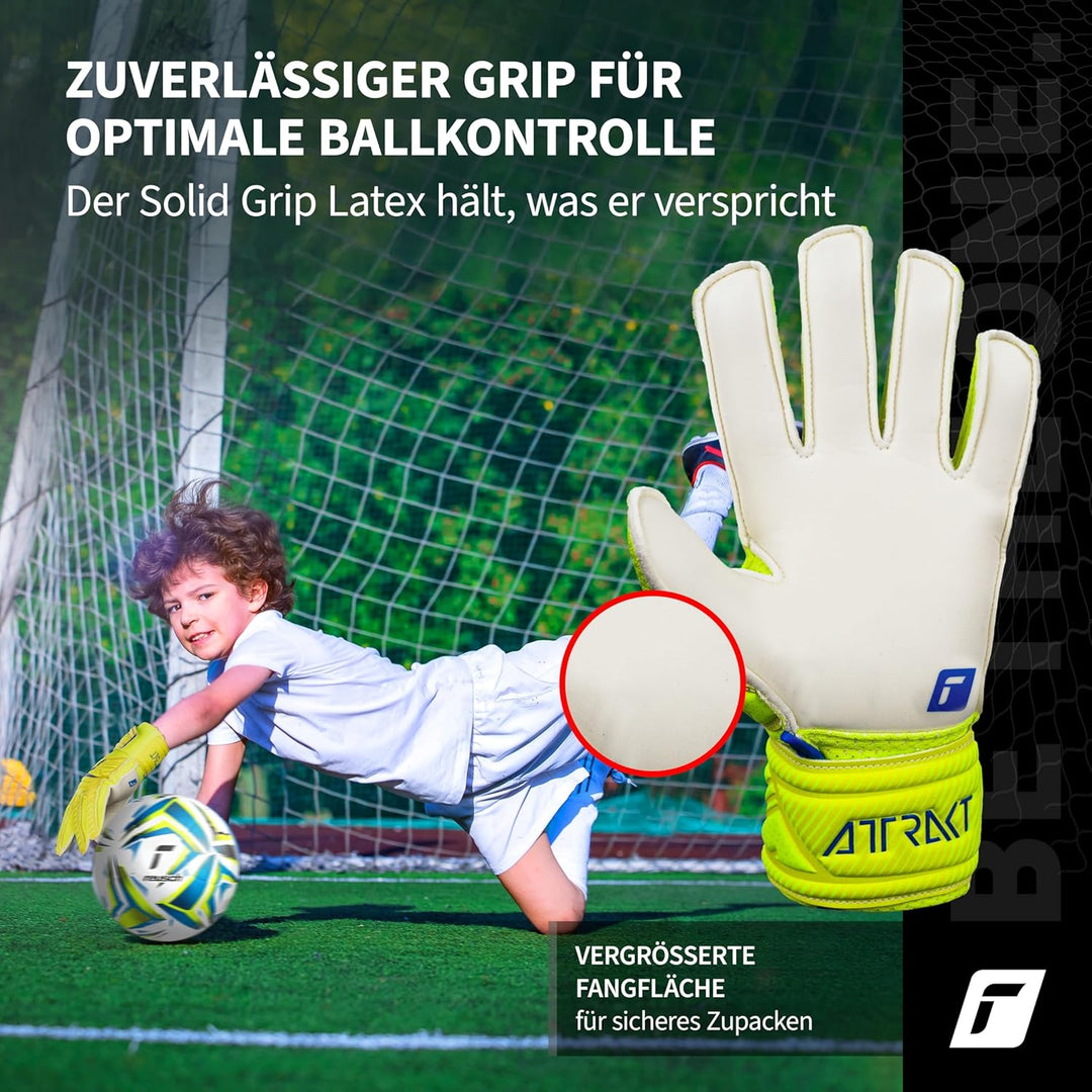 Reusch Jungen Attrakt Junior Unisex Torwarthandschuhe mit Aussennaht Schnitt und Solid Belag, Geeign