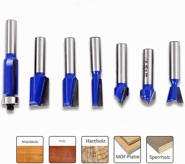 S&amp;R Hochleistungs Fräser-Set 12-tlg, Holzfräser in Industrie-Qualität für hartes und weiches Holz mi