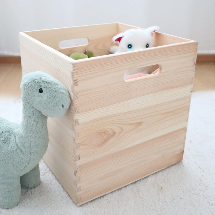 Spielzeugkiste aus Holz (30x30x30 cm) Aufbewahrungsbox fürs Kinderzimmer & Regal – passend für IKEA