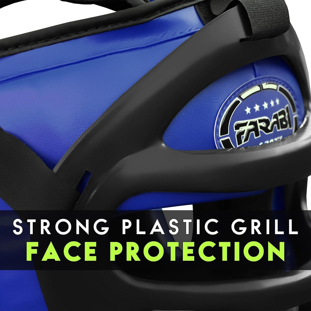 Farabi Sports Kopfschutz Frontbügel Grillschutz Krav MAGA Kickboxen Kopfschutz S Blue, S Blue