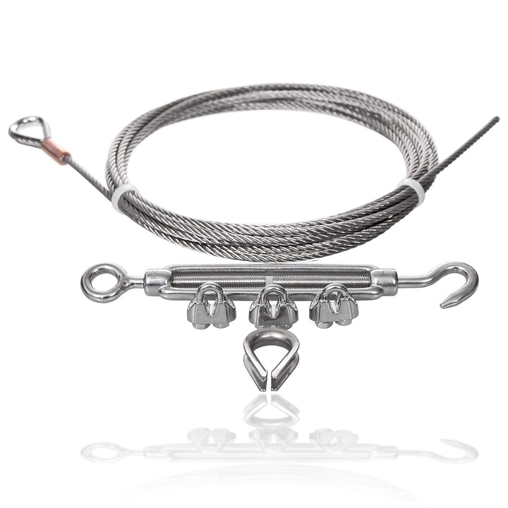 Drahtseile24 Edelstahlseil Set mit 3x Seilklemmen, 1x Kausche und 1x Drahtseilspanner | Edelstahl Dr