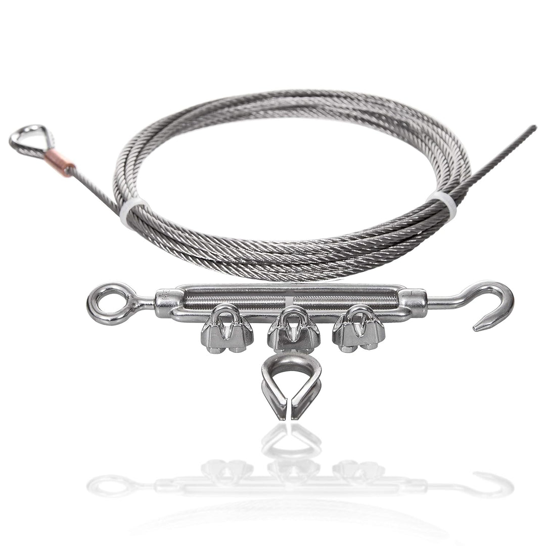 Drahtseile24 Edelstahlseil Set mit 3x Seilklemmen, 1x Kausche und 1x Drahtseilspanner | Edelstahl Dr
