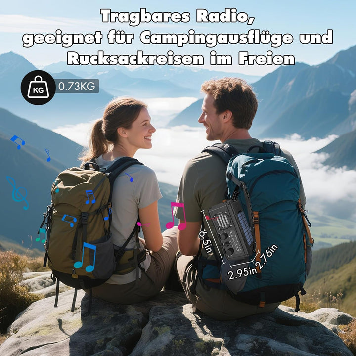 20000mAh Solar Radio, AM/FM Kurbelradio Tragbar Dynamo Wetter Notfallradio, LED Taschenlampe & Lesel