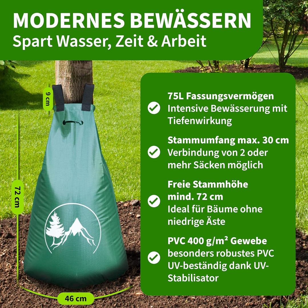 TTL Garden Baum Bewässerungssack 75L - Wassersack & Baumbeutel 75 Liter zur Tröpfchenbewässerung für