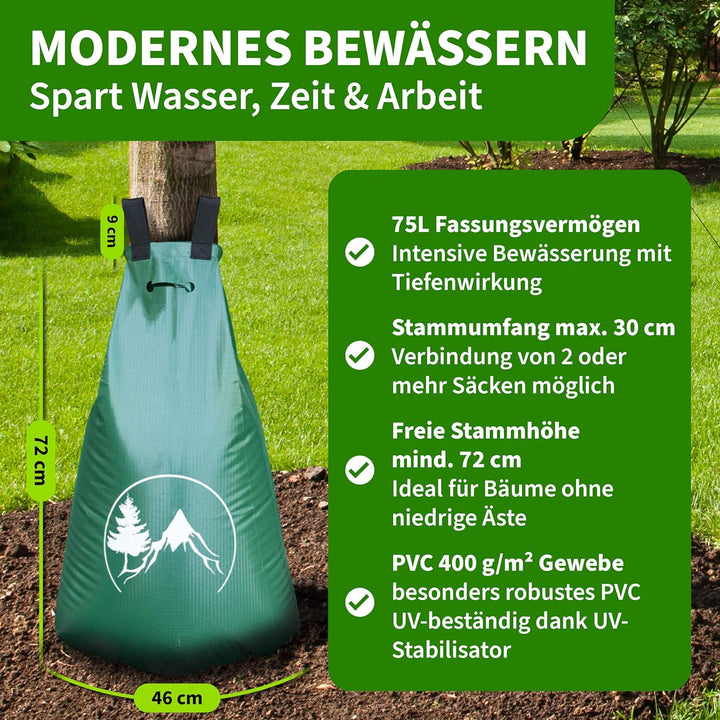 TTL Garden Baum Bewässerungssack 75L - Wassersack & Baumbeutel 75 Liter zur Tröpfchenbewässerung für