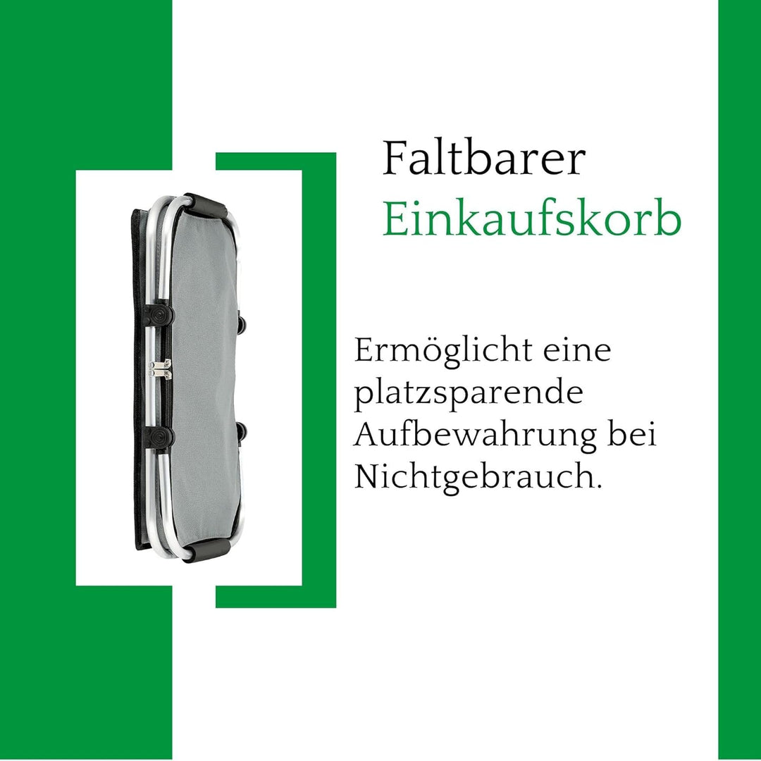 Novaliv 4x Einkaufskorb faltbar mit Kühlfunktion 30 Liter GRAU Isolierkorb mit gepolsterten Tragegri