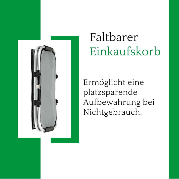 Novaliv 4x Einkaufskorb faltbar mit Kühlfunktion 30 Liter GRAU Isolierkorb mit gepolsterten Tragegri