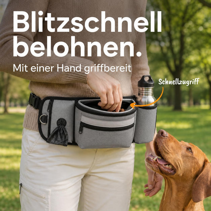 Bauchtasche Hunde Leckerlibeutel mit D-Ring &amp; Kotbeutelspender