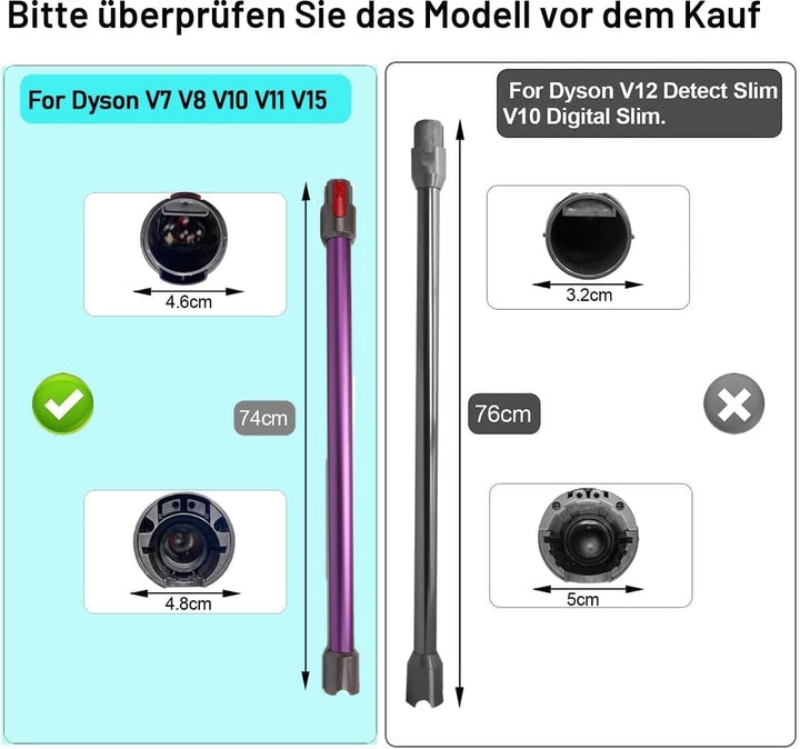 Schnellspannstab, kompatibel mit Dyson V15, V11, V10, V8, V7, Staubsauger-Verlängerungsstange, Verlä