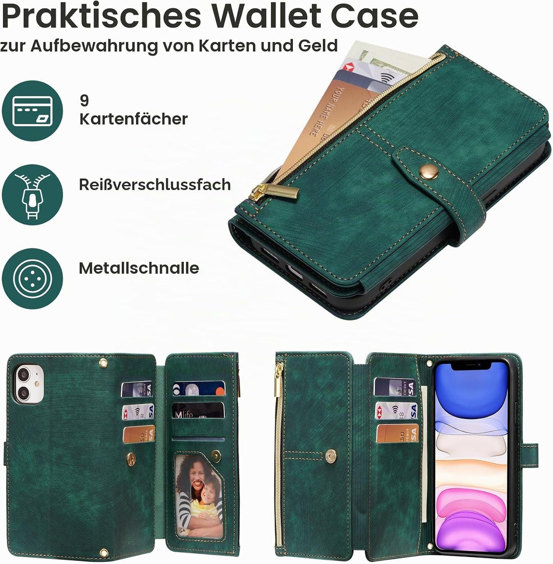 ZCDAYE iPhone 11 Hülle mit Band, Leder iPhone 11 Handytasche Handyhülle Praktische Handykette Karten