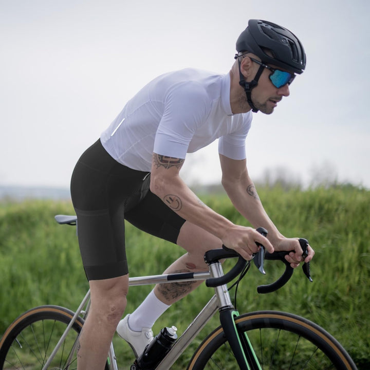 Lo.gas Herren Radfahren Bib Shorts, Gel Gepolstert Mit Taschen, Atmungsaktiv Quick-Dry für Männer M