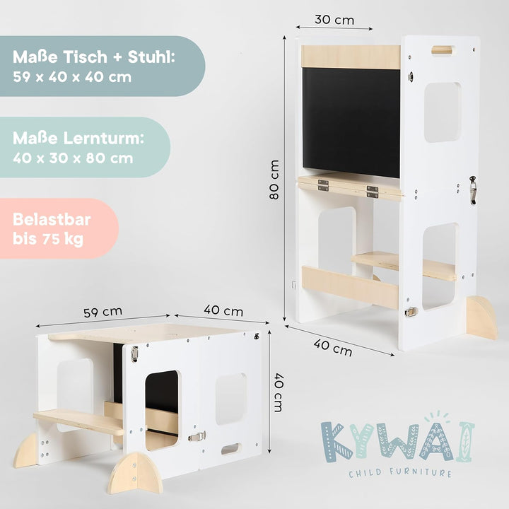 Lernturm ab 1 Jahr – Lernturm Klappbar 3 in 1 mit Tafel – Learning Tower für Kinder – Faltbar mit Si