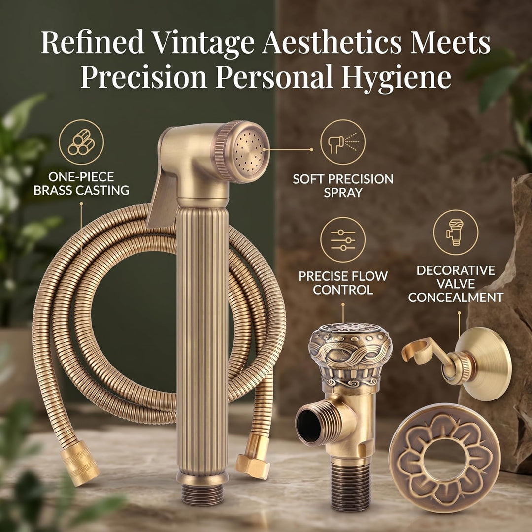 Garosa Handheld Bidet Toilettensprühgerät, Vintage Messing Badezimmer Bidet Sprühgerät Set Baby Stof