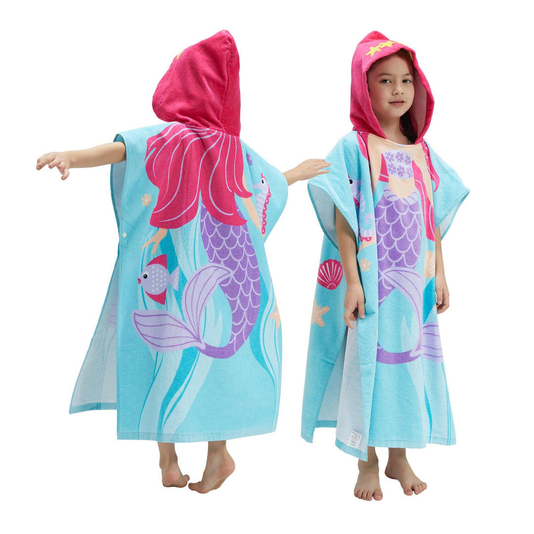 BANGSAUR Kinder Strand Pool Bad Kapuze Poncho Handtuch, 100 Baumwolle Surf Wickeltücher Wickel, Baby