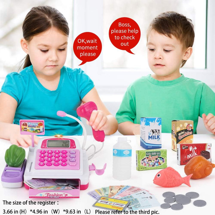 34 Stück Kasse Kinder Rollenspiel Supermarkt Spielzeug Kaufladen Kaufmannsladen Zubehör Registrierka