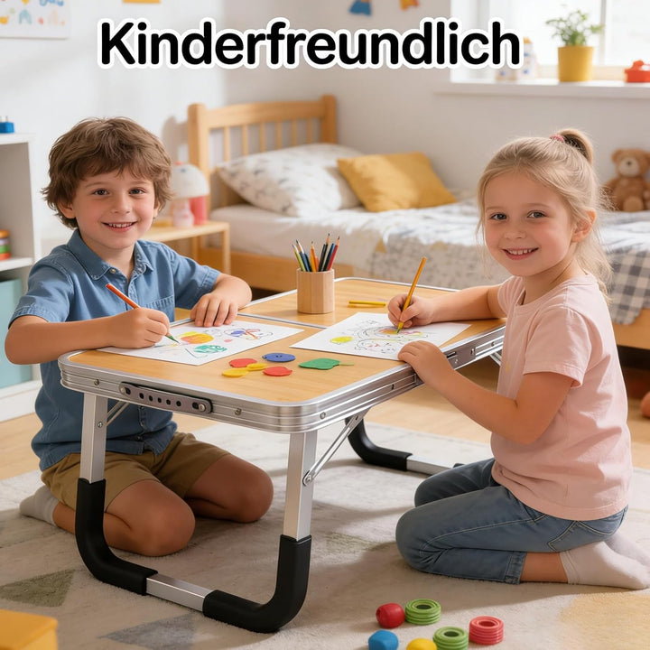 Foldable Laptop Tisch, Tragbares Tisch FüR Bett, Multifunktionaler Holzartig Schreibtischtisch FüR B