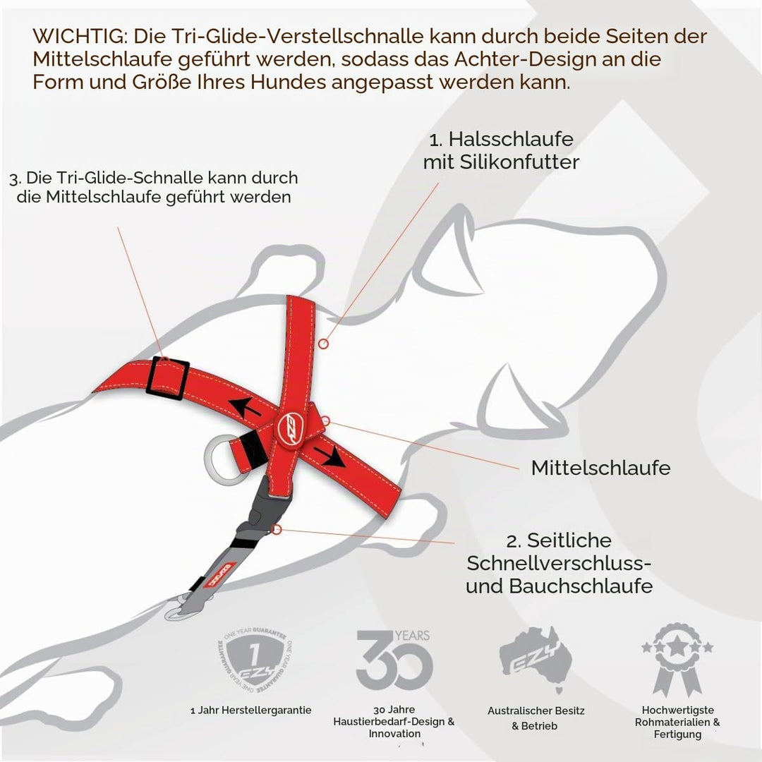 EzyDog Anti Zieh Geschirr Hund - Crosscheck Hundegeschirr für Kleine, Mittelgrosse und Grosse Hunde,