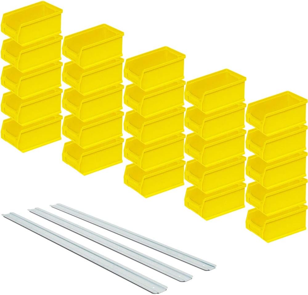 BRB Set - 25x Sichtstapelkästen Profi LB5, gelb, Inhalt 0,85 Liter, LxBxH 175x100x75 mm inkl. 3 verz