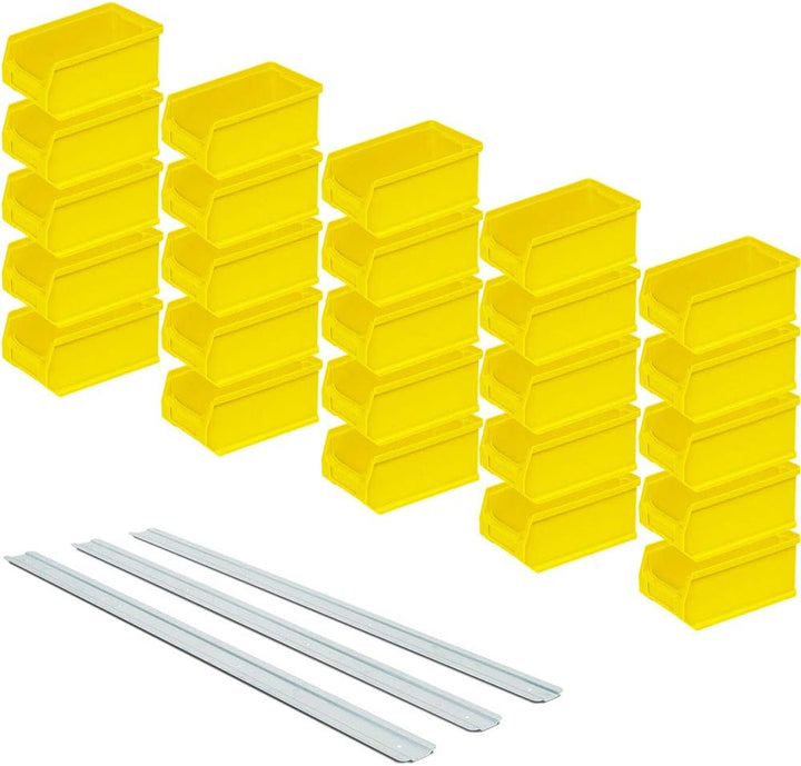BRB Set - 25x Sichtstapelkästen Profi LB5, gelb, Inhalt 0,85 Liter, LxBxH 175x100x75 mm inkl. 3 verz