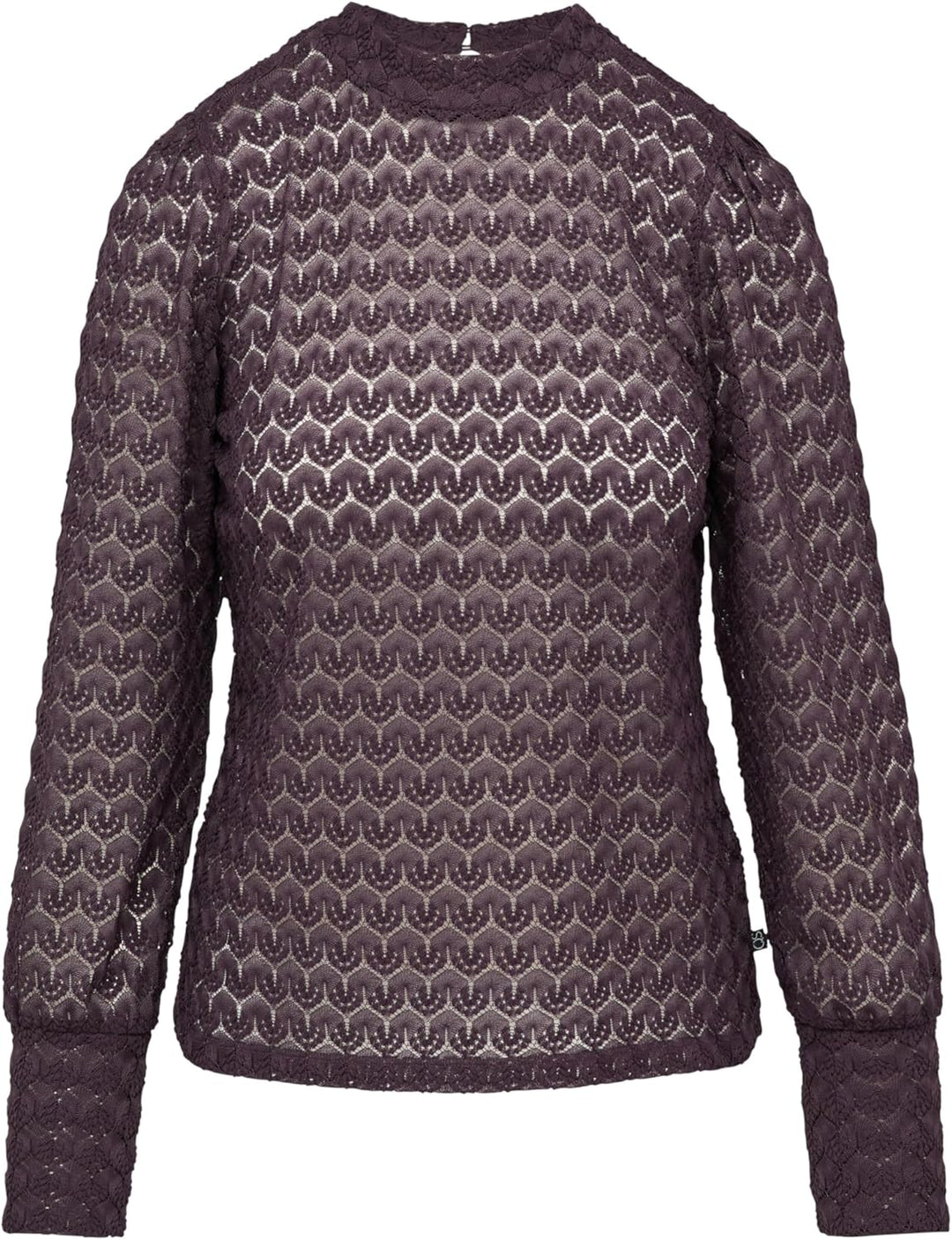 QS Transparentes Spitzen-Shirt mit Stehkragen XS 4988_aubergine, XS 4988_aubergine