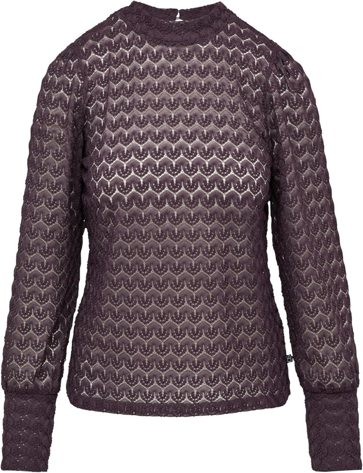 QS Transparentes Spitzen-Shirt mit Stehkragen XS 4988_aubergine, XS 4988_aubergine