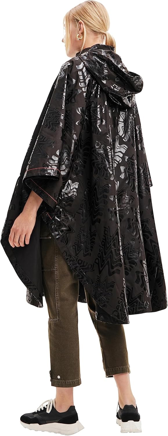Desigual Women's Poncho_LOGOMANIA Bergen, Black, One Size