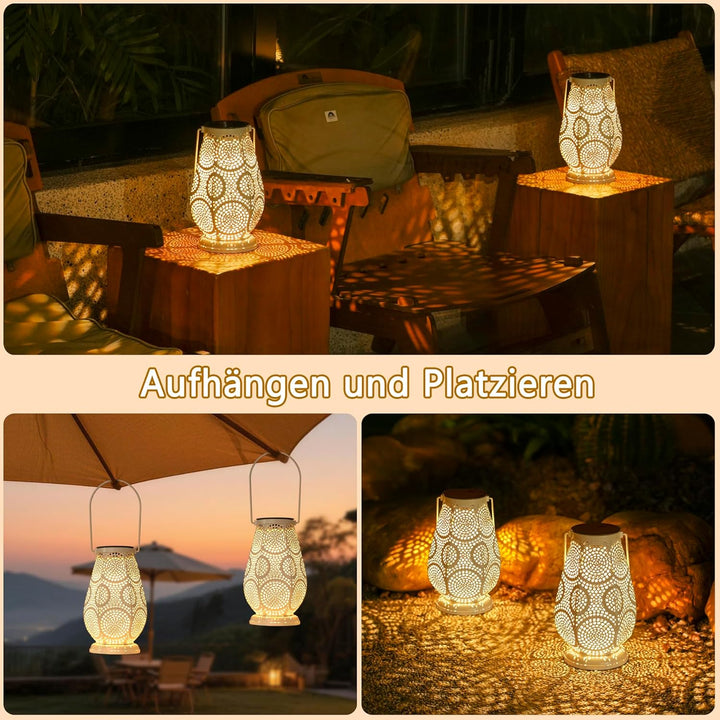 JOYCREATOR 2 Stück Solarlampen für Aussen Garten, IP65 Wasserdichte Solarlaterne für Aussen Hängend