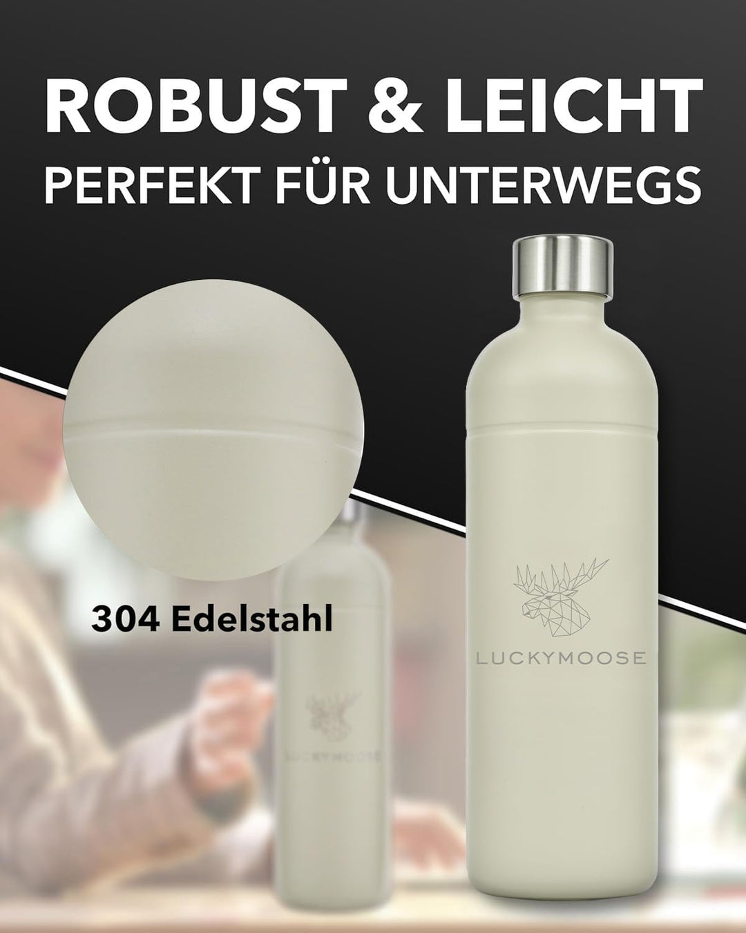 Luckymoose Infinity 2x Edelstahlflaschen Wassersprudler 1,25L – Kompatibel mit der LM Infinity Serie