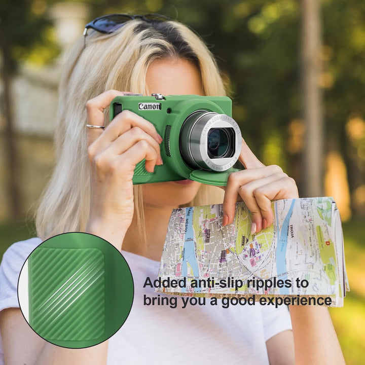 Rieibi Silikon-Schutzhülle für Canon G7X Mark III Hülle, G7X Mark III Zubehör mit 2 Stück Displaysch