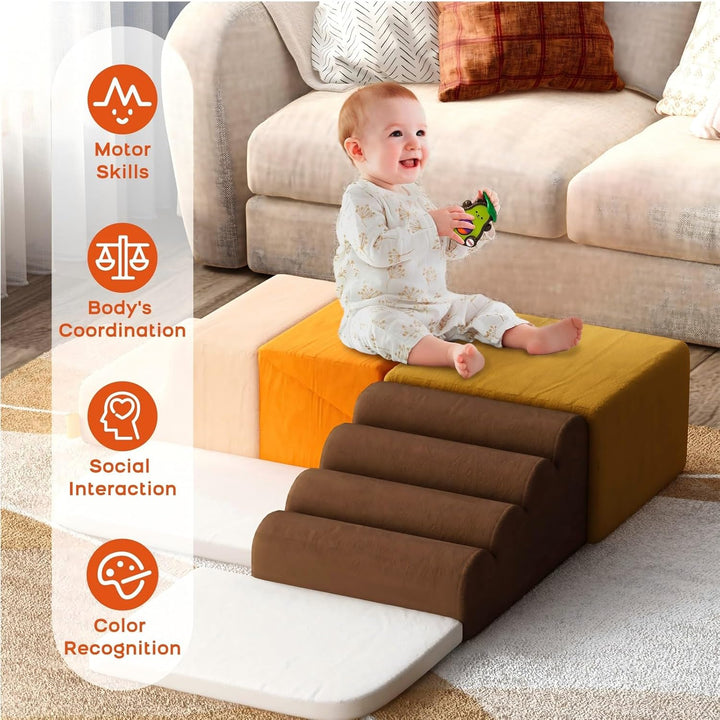 BanaSuper 6 STK Gross Schaumstoff Bausteine für Kinder, XXL Softbausteine Baby zum Klettern, Montess