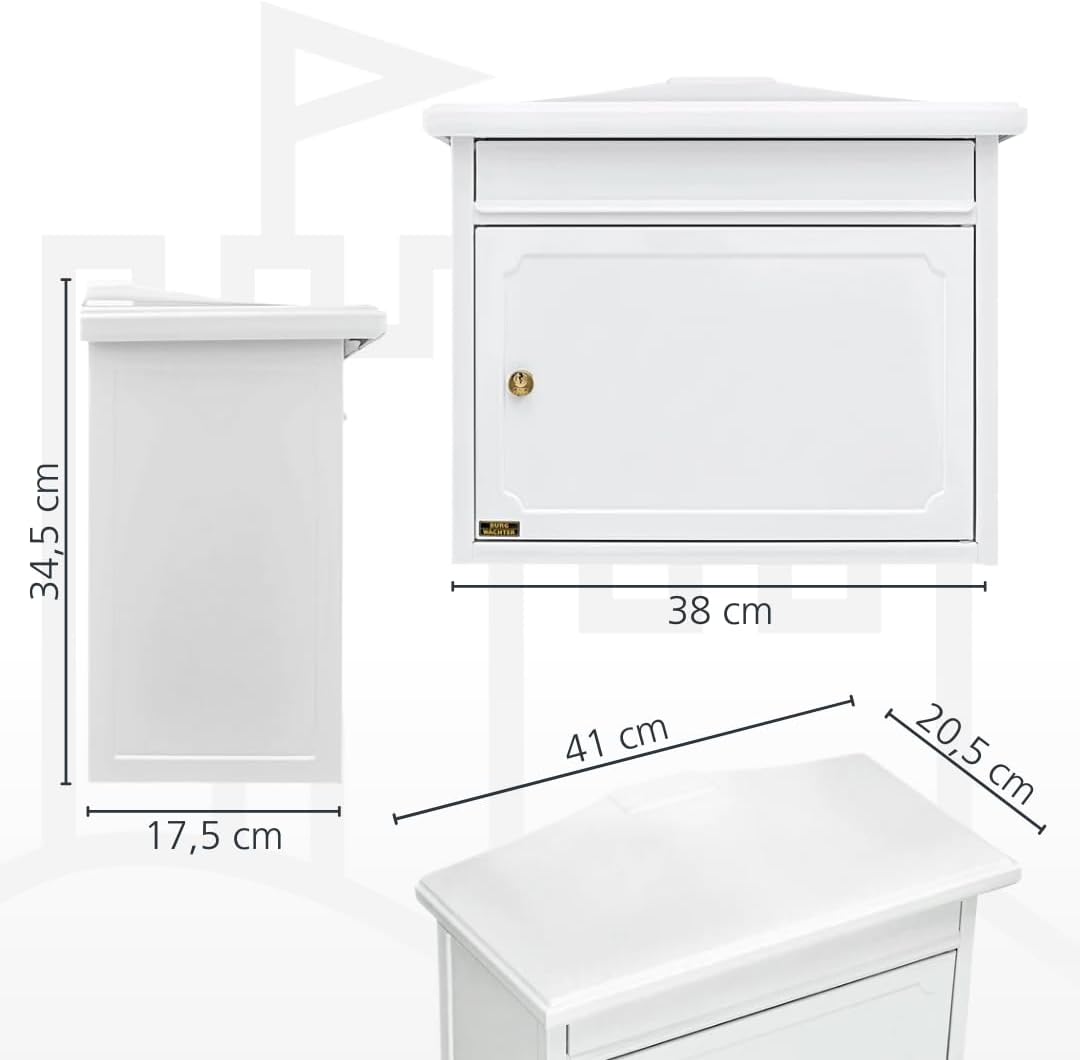 Burg-WÄCHTER Briefkasten ohne Zeitungsfach und Namensschild, Verzinkter Stahl, Einwurf-Format DIN C4