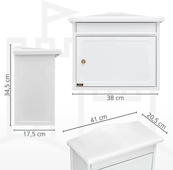 Burg-WÄCHTER Briefkasten ohne Zeitungsfach und Namensschild, Verzinkter Stahl, Einwurf-Format DIN C4