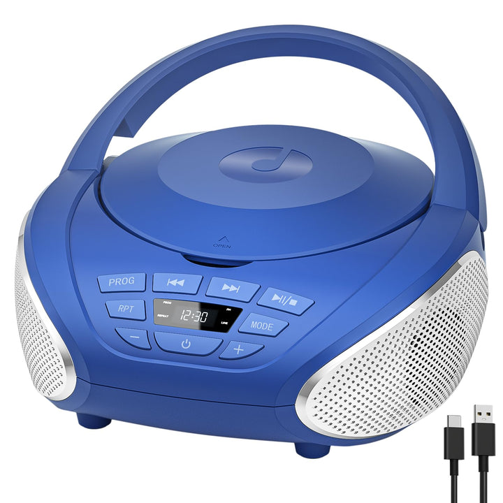 Gueray CD Player Tragbar Boombox Radio mit CD-Player CD Spieler mit Lautsprecher Display Unterstützu