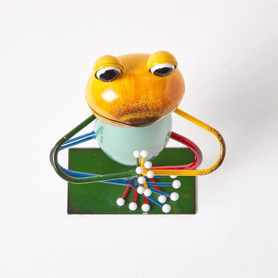 Homescapes Garten Deko Metall Yoga Frosch Figur, handbemalt Froschkönig Dekofigur aus Eisen für den