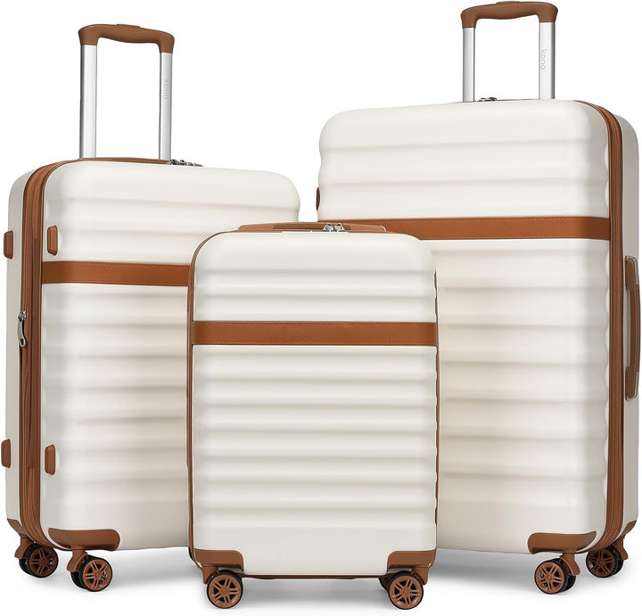 KONO Koffer Trolley Kofferset 3 Teilig Reisekoffer von ABS+PC Hartschalenkoffer mit 4 Rollen TSA Sch