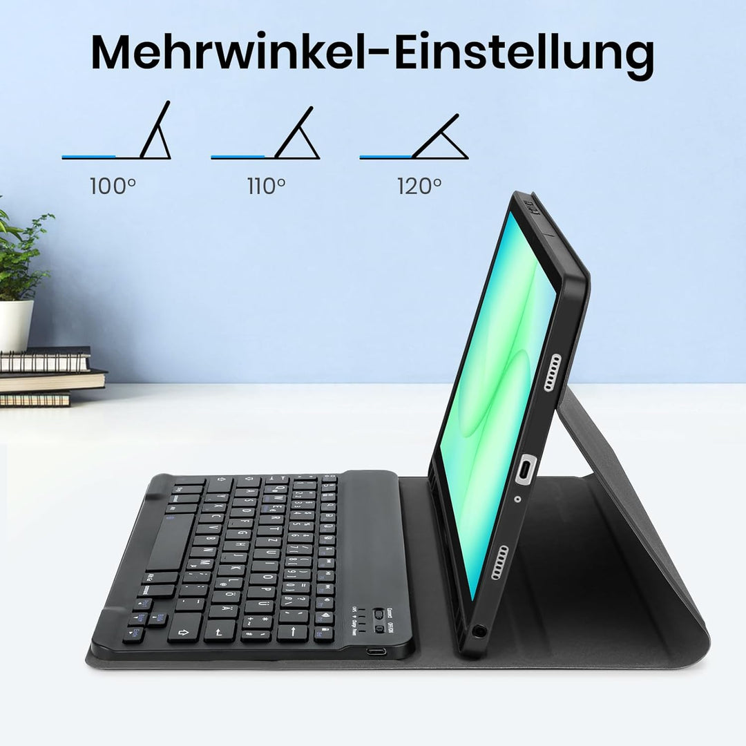 Hülle mit Tastatur für Samsung Galaxy Tab A11+ Plus 2025/ A9+ Plus 11 Zoll 2023, Stossfeste Ultradün