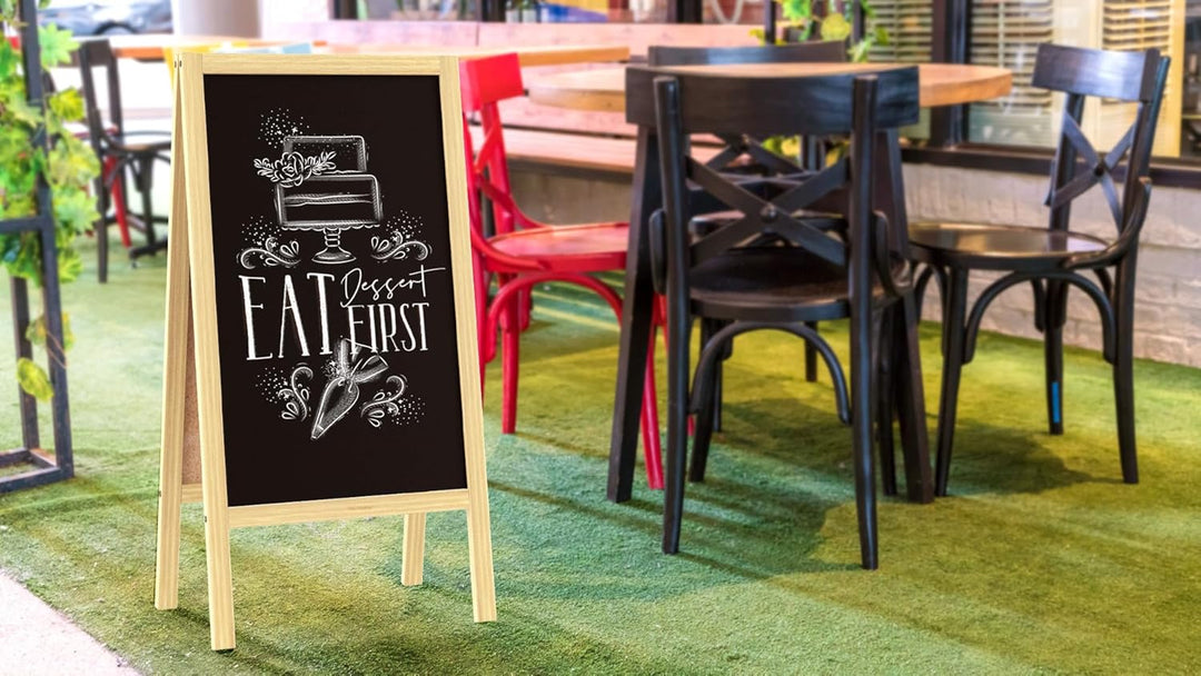 ALLboards Kundenstopper mit naturlackierten Holzrahmen 100x60cm, Werbetafel, Gehwegaufsteller, Aufst