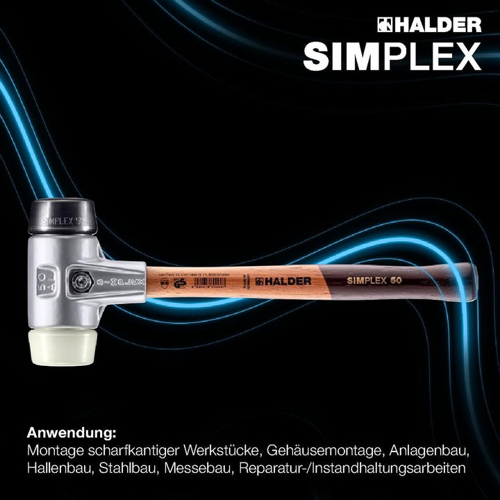 SIMPLEX-Schonhammer, Gummikomposition/Nylon; mit Aluminiumgehäuse und hochwertigem Holzstiel | D=30