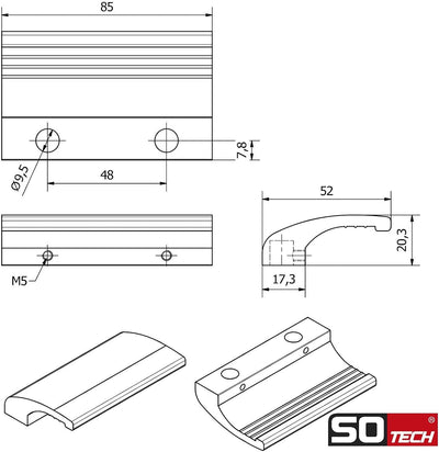 SOTECH 4 Stück Balkontürgriffe SEJA Aluminium / 82 x 52 x 20 mm/weiss Griff 4x Türgriff SEJA - weiss