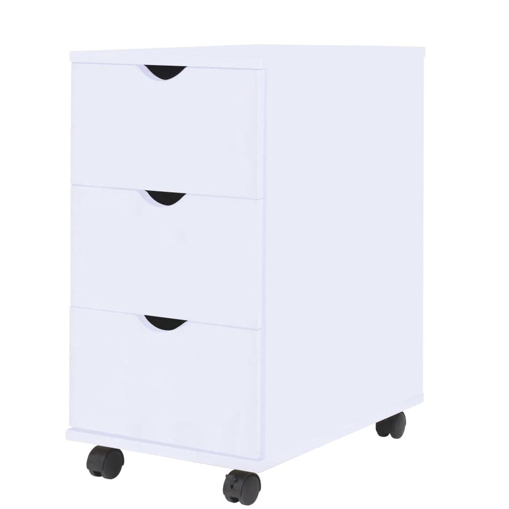 vidaXL Schubladenelement Rollen 33x45x60cm Weiss Rollcontainer Büroschrank, Weiss