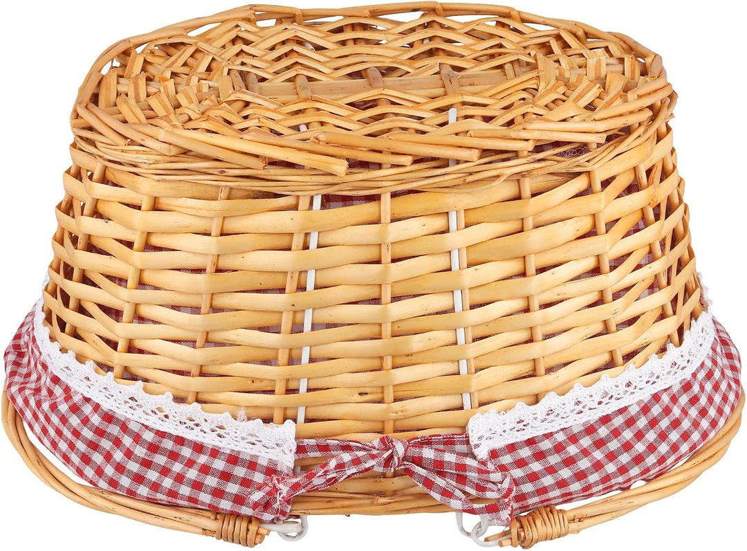37 x 28 x 17cm Handgefertigter Weidenkorb mit Henkel, Picknickkorb Weide mit Futter, Geschenkkorb We