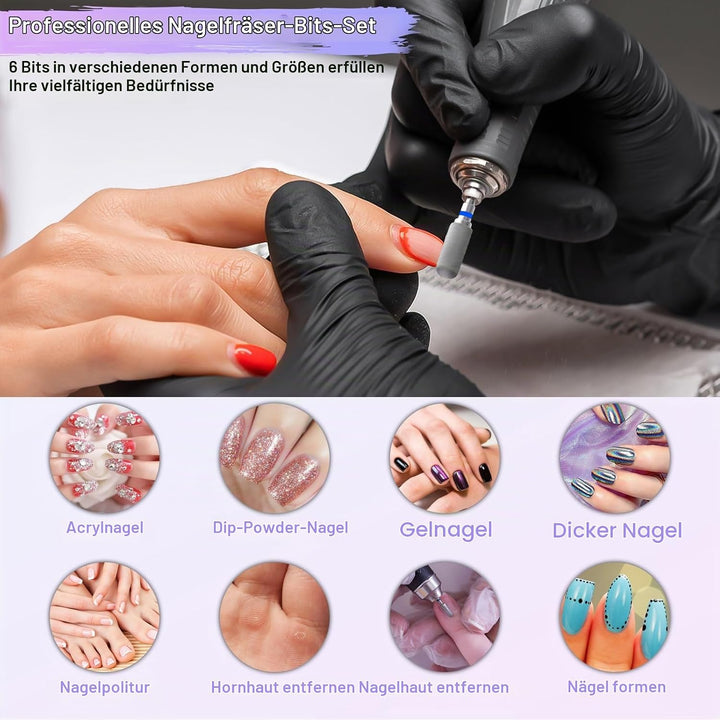CGBE Nagelfräser Aufsätze Bits für Nagelfräser: 6 Stück Fräser Bits Schleifköpfe Hartmetall Maschine