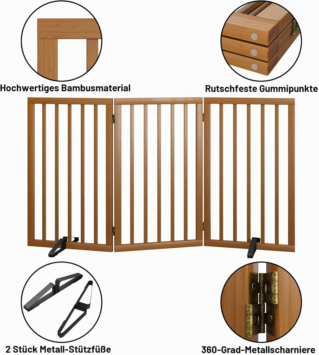 Freistehendes Hundegitter, Faltbares Hundebarriere für Tür,Treppen,Flur,Küche &amp; Schlafzimmer, Freist
