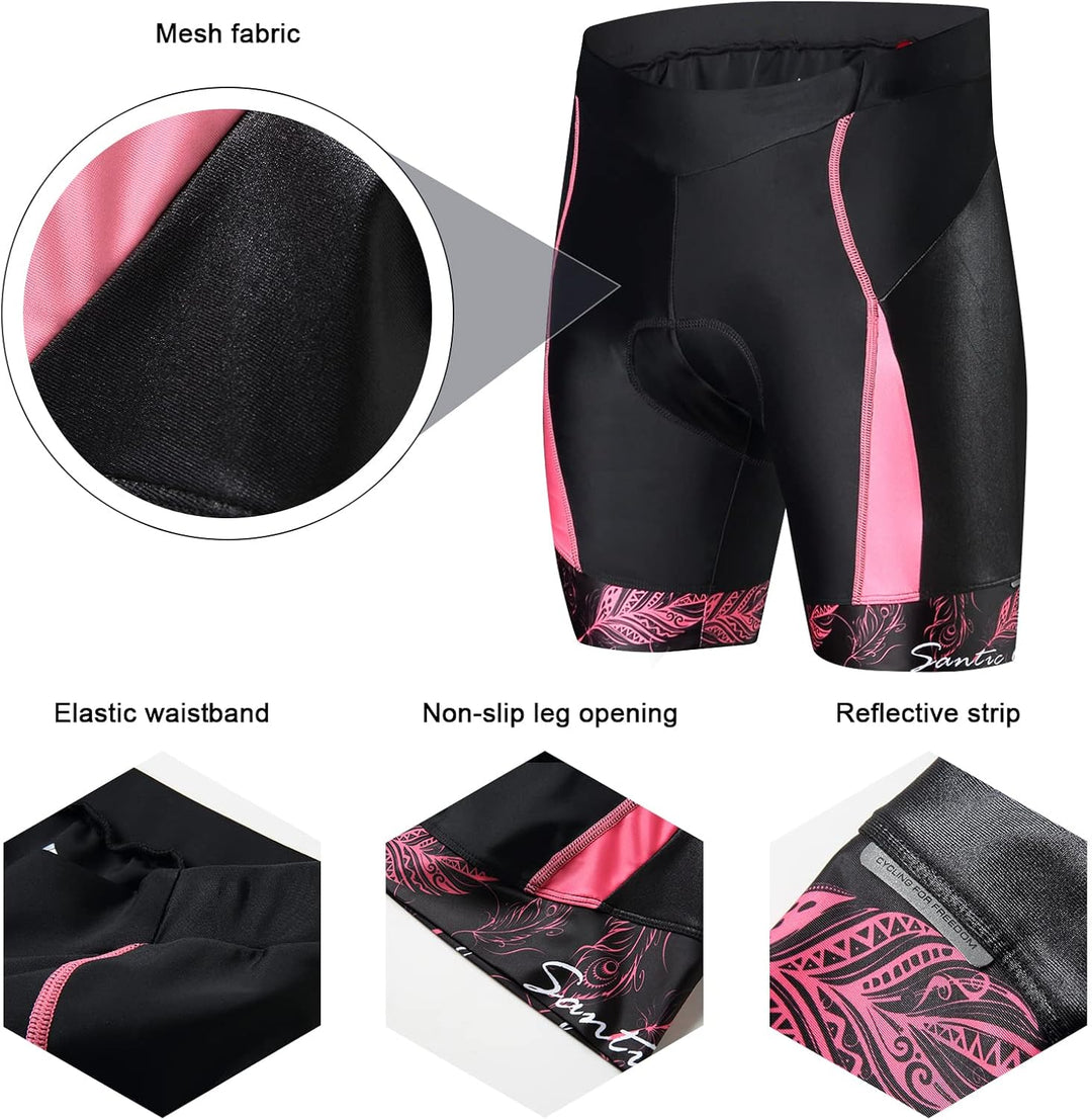 Santic Fahrradhose Damen Gepolstert Kurz Radlerhose Damen Radhose L 3-rosa, L 3-rosa