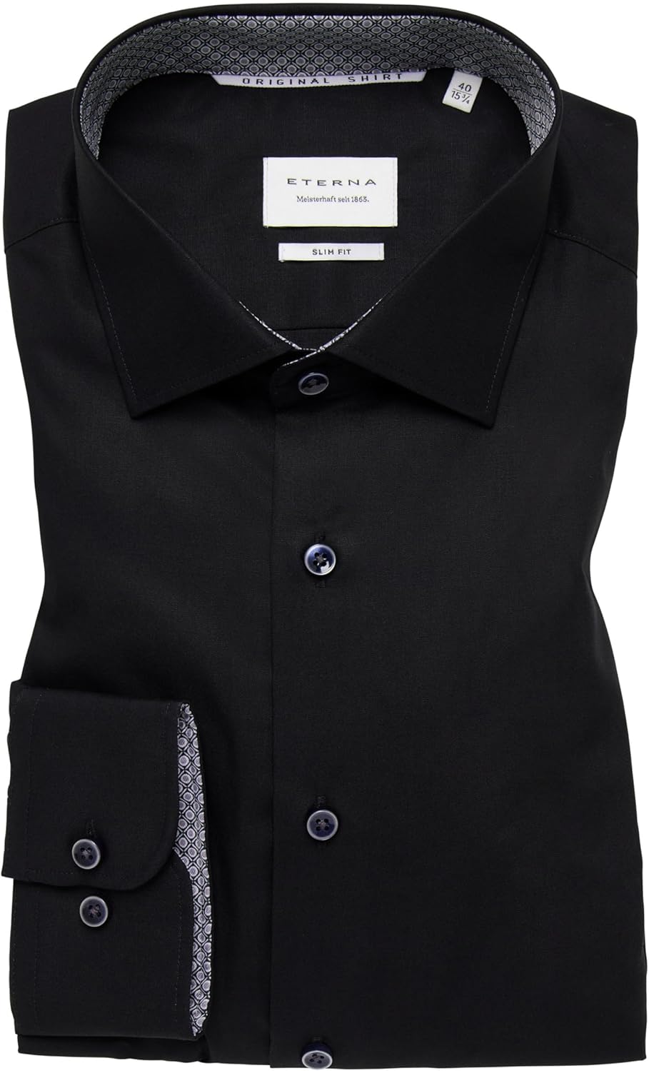 ETERNA Herren Original Shirt Slim FIT 38 *_Schwarz(39)_*, 38 *_Schwarz(39)_*