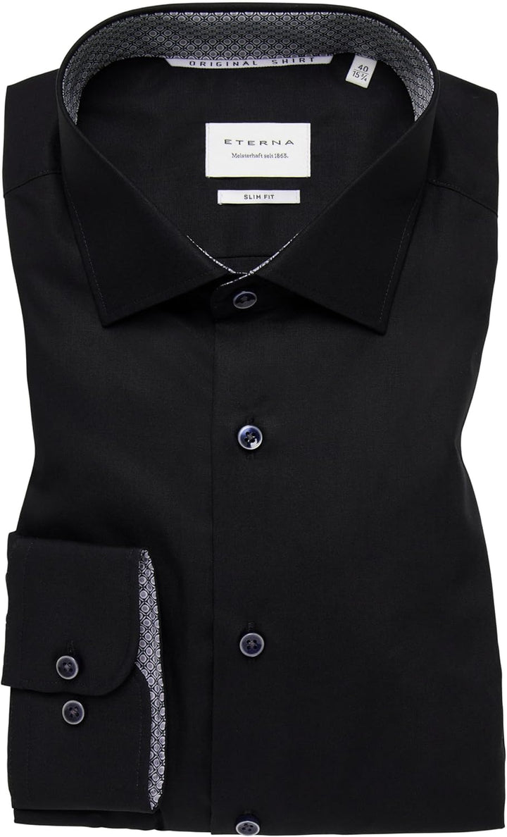 ETERNA Herren Original Shirt Slim FIT 38 *_Schwarz(39)_*, 38 *_Schwarz(39)_*